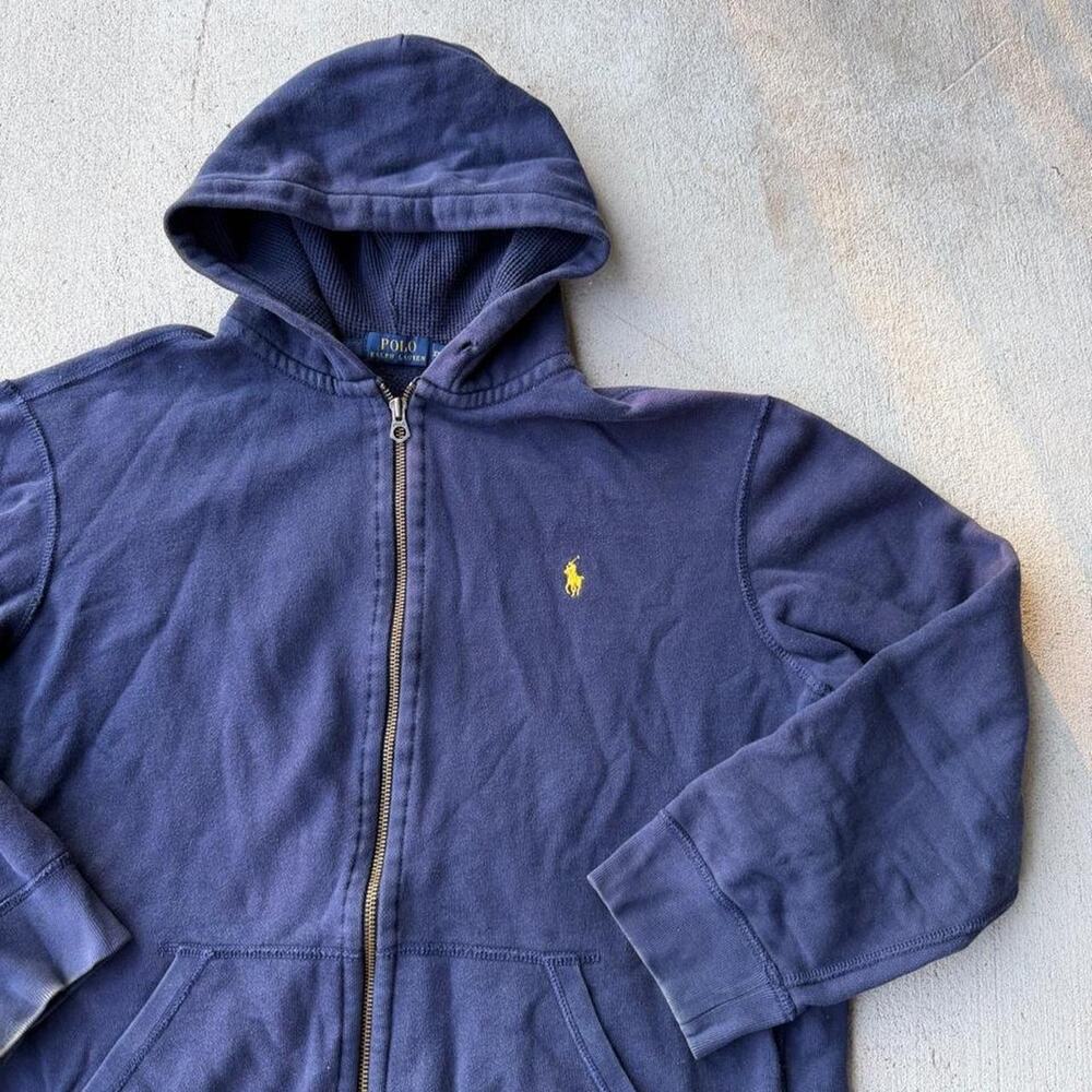 Polo ralph lauren hoodie navy blue full zip up 2XL